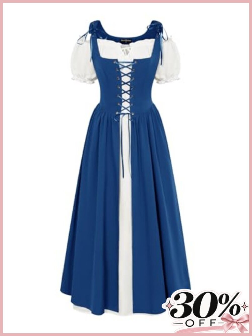 Renaissance Costume Set Lace-Up Vest Chemise Dress Medieval Cosplay